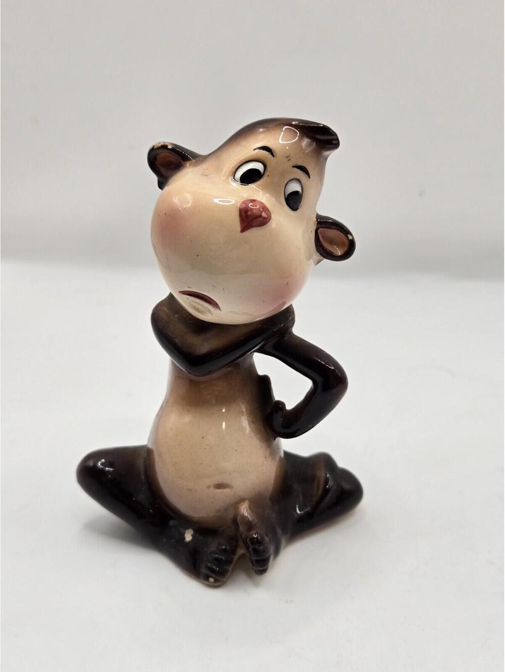 Vintage Enesco Monkeys Brown Thinking Scratching Japan Salt Shaker Replacement